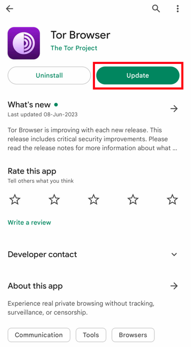 Updating Tor Browser for Android on Google Play